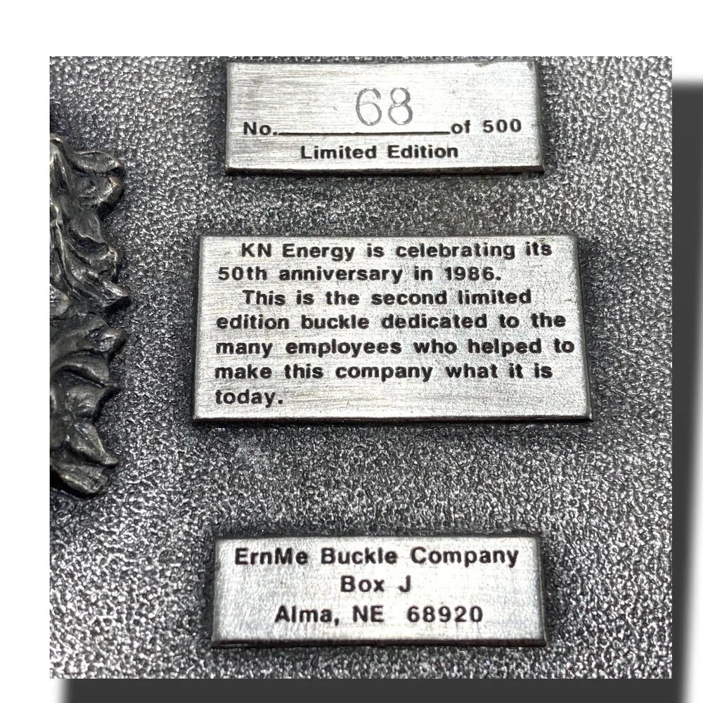 Belt Buckle Pewter 1986 KNEnergy,‎ Inc. 50th Anniversary 1936-1986 USA Made
